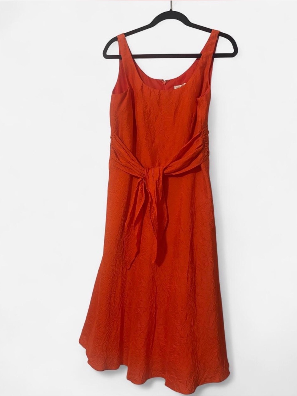 Coldwater Creek Orange Tie-Front Midi Dress